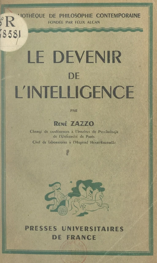 Le devenir de l'intelligence - René Zazzo - Presses universitaires de France (réédition numérique FeniXX)