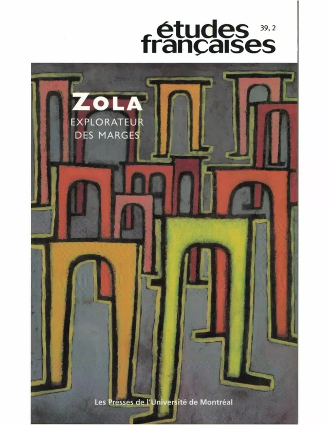 Études françaises. Volume 39, numéro 2, 2003 - Pierre Nepveu, Véronique Cnockaert, Colette Becker, Jean-Pierre Leduc-Adine, Jacques Pelletier, Alain Pagès, Martine Léonard, Louis-Ferdinand Céline, Pascal Michelucci, May Spangler - Les Presses de l’Université de Montréal - Études françaises