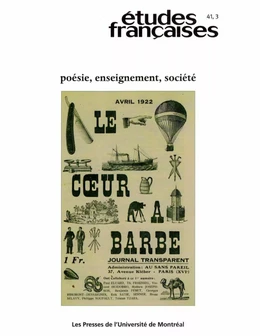 Études françaises. Volume 41, numéro 3, 2005