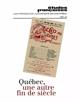 Études françaises. Volume 32, numéro 3, automne 1996