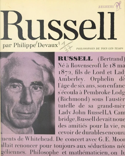 Bertrand Russell - Philippe Devaux - (Seghers) réédition numérique FeniXX