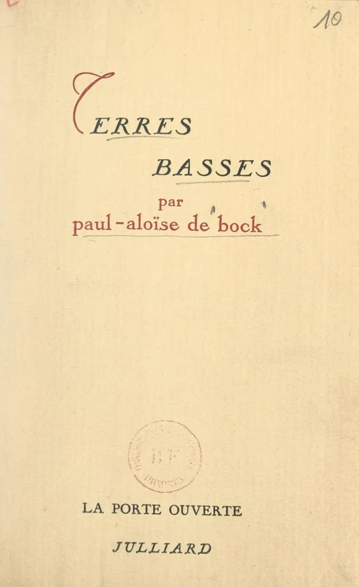 Terres basses - Paul-Aloïse De Bock - (Julliard) réédition numérique FeniXX