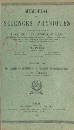 Les couples de radiation et les moments électromagnétiques