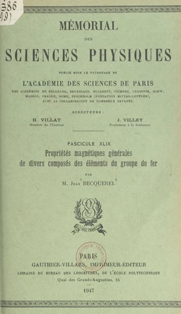 Propriétés magnétiques générales de divers composés des éléments du groupe du fer