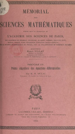 Points singuliers des équations différentielles