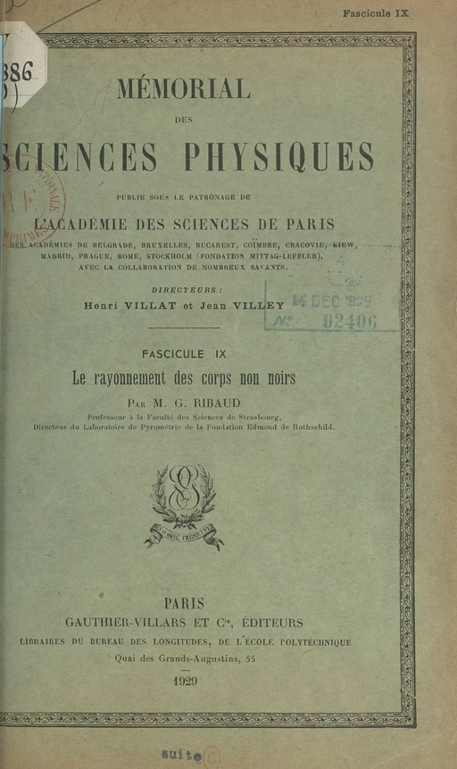 Le rayonnement des corps non noirs - Gustave Ribaud - (Dunod) réédition numérique FeniXX