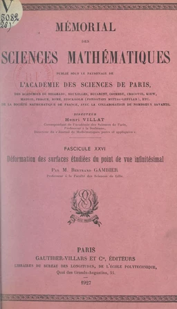 Déformation des surfaces étudiées du point de vue infinitésimal