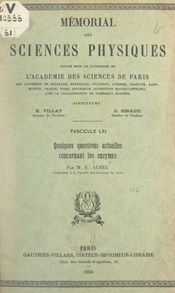 Quelques questions actuelles concernant les enzymes