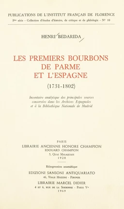 Les premiers Bourbons de Parme et l'Espagne, 1731-1802