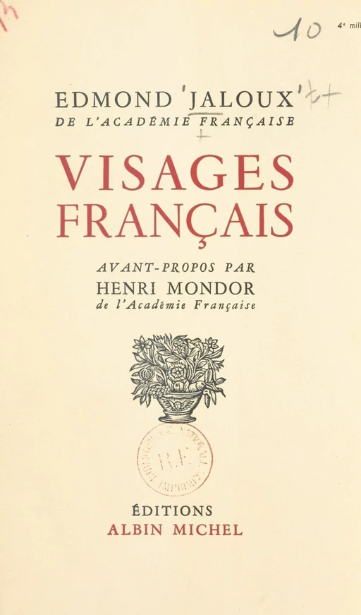 Visages français - Edmond Jaloux - (Albin Michel) réédition numérique FeniXX