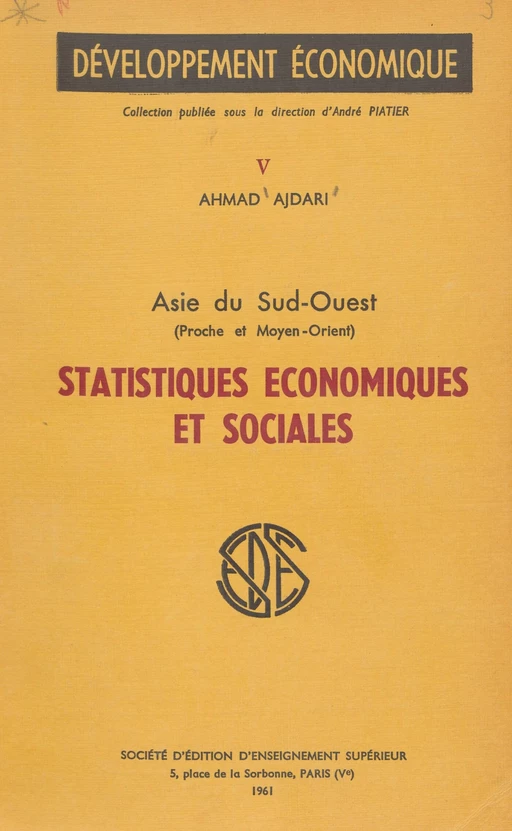 Statistiques économiques et sociales (5) - Ahmad Ajdari - (Sedes) réédition numérique FeniXX