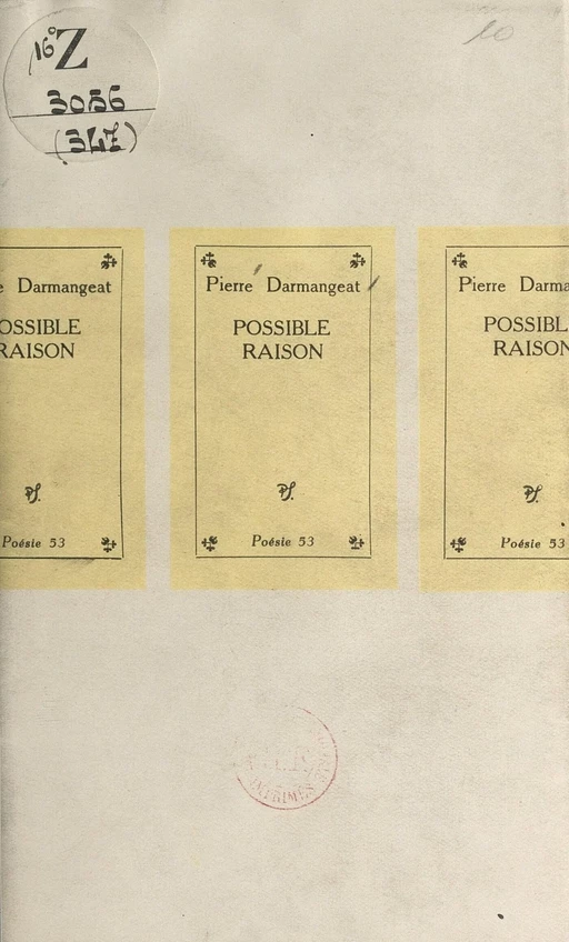 Possible raison - Pierre Darmangeat - (Seghers) réédition numérique FeniXX