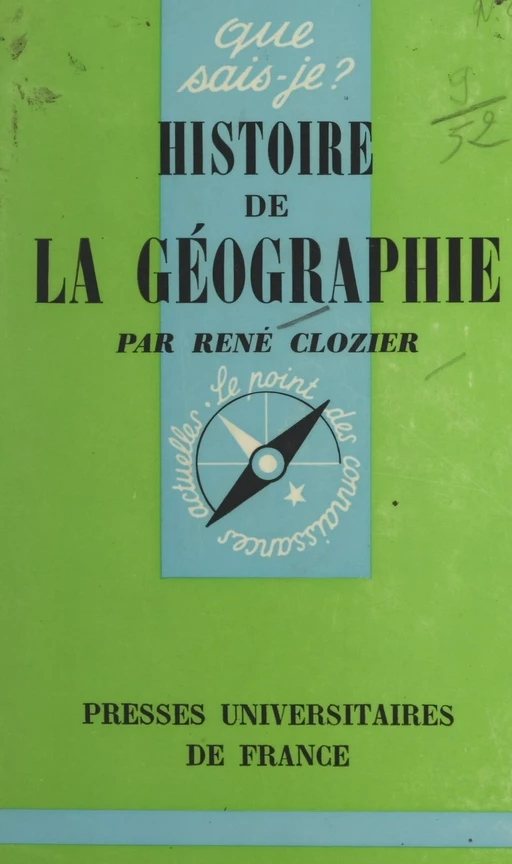 Histoire de la géographie - René Clozier - (Presses universitaires de France) réédition numérique FeniXX