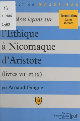 Premières leçons sur l'Éthique à Nicomaque, d'Aristote