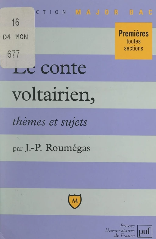 Le conte voltairien - Jean-Paul Roumégas - (Presses universitaires de France) réédition numérique FeniXX