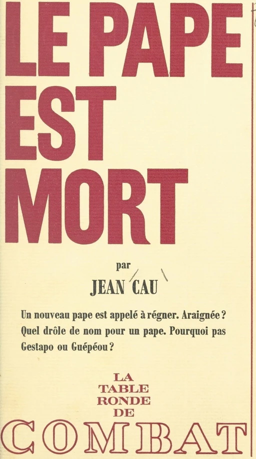 Le Pape est mort - Jean Cau - (La Table Ronde) réédition numérique FeniXX