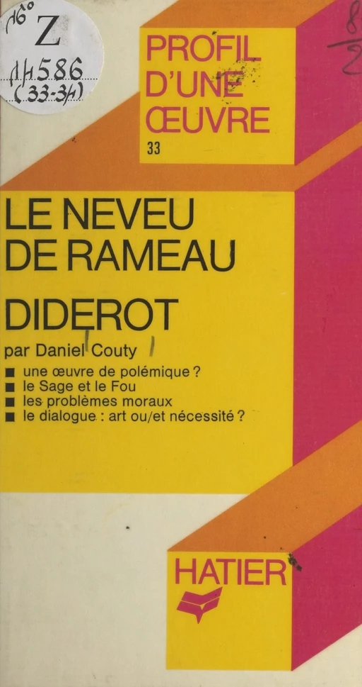 Le neveu de Rameau, Diderot - Daniel Couty - (Hatier) réédition numérique FeniXX