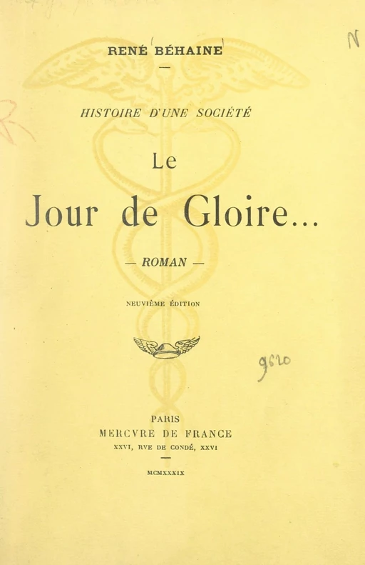 Histoire d'une société (12) - René Béhaine - (Mercure de France) réédition numérique FeniXX