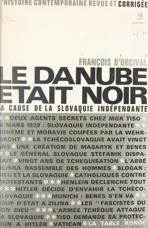 Le Danube était noir - François d' Orcival - (La Table Ronde) réédition numérique FeniXX