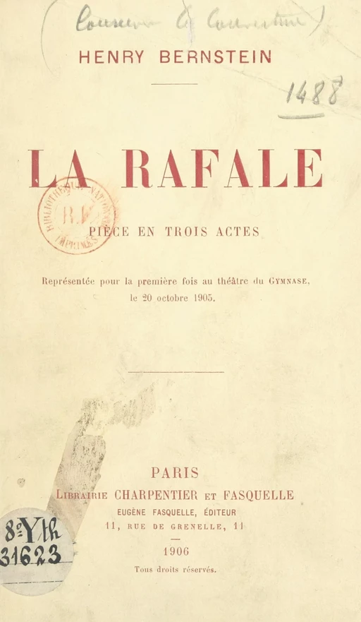 La rafale - Henry Bernstein - (Grasset) réédition numérique FeniXX