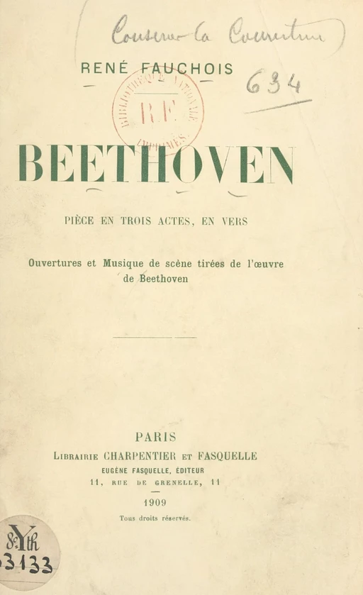 Beethoven - René Fauchois - (Grasset) réédition numérique FeniXX