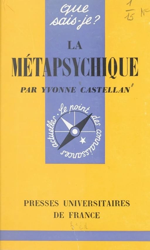 La métapsychique - Yvonne Castellan - (Presses universitaires de France) réédition numérique FeniXX