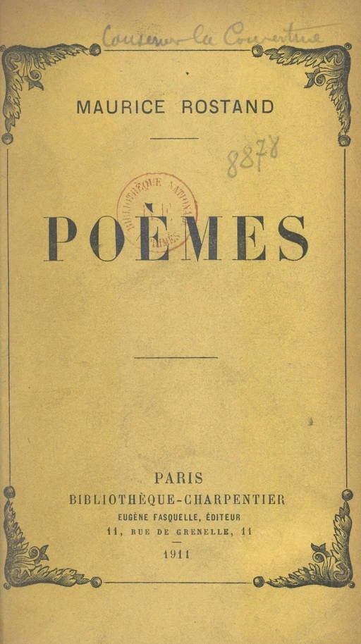 Poèmes - Maurice Rostand - (Grasset) réédition numérique FeniXX