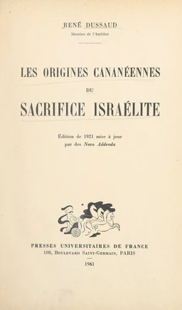 Les origines cananéennes du sacrifice israélite