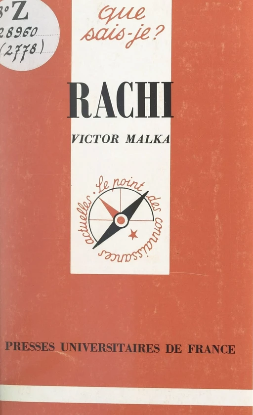 Rachi - Victor Malka - (Presses universitaires de France) réédition numérique FeniXX