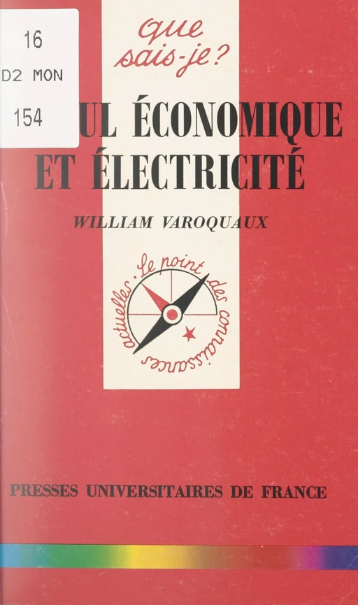 Calcul économique et électricité - William Varoquaux - (Presses universitaires de France) réédition numérique FeniXX