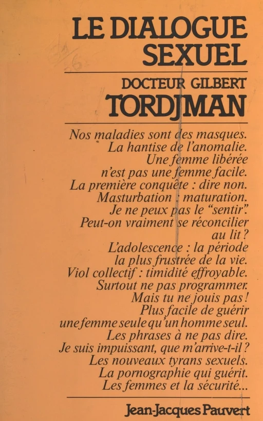 Le dialogue sexuel - Gilbert Tordjman - (Pauvert) réédition numérique FeniXX