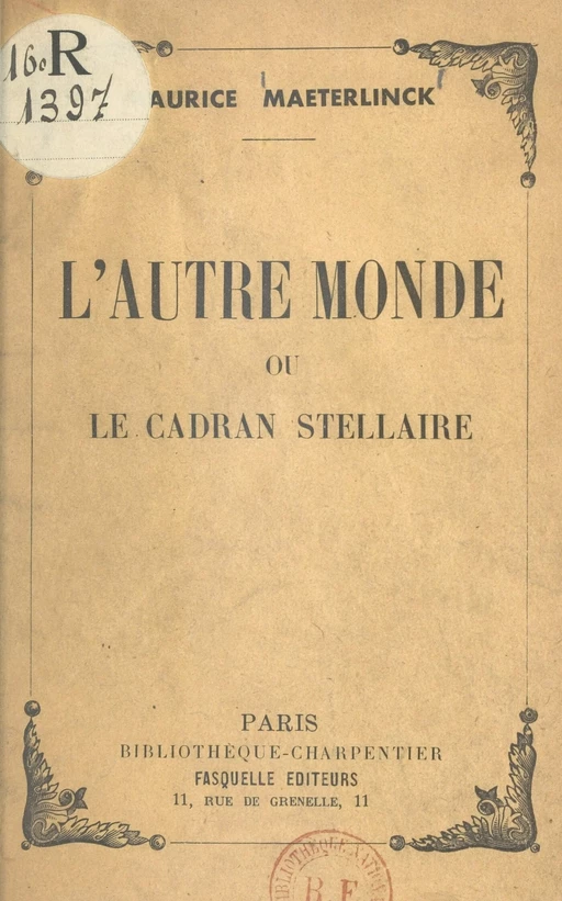 L'autre monde - Maurice Maeterlinck - (Grasset) réédition numérique FeniXX