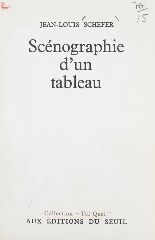 Scénographie d'un tableau - Jean-Louis Schefer - (Seuil) réédition numérique FeniXX