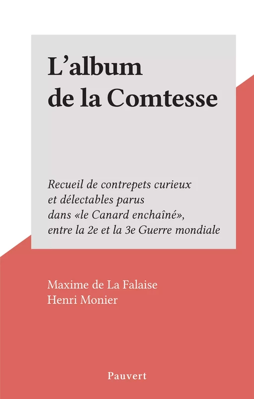 L'album de la Comtesse - Maxime de La Falaise - (Pauvert) réédition numérique FeniXX