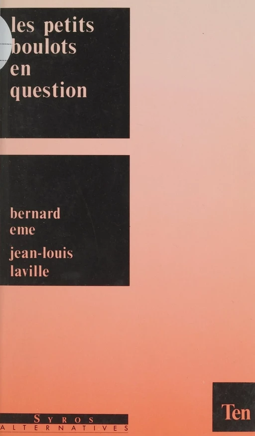 Les petits boulots en question - Bernard Eme, Jean-Louis Laville - (Syros) réédition numérique FeniXX