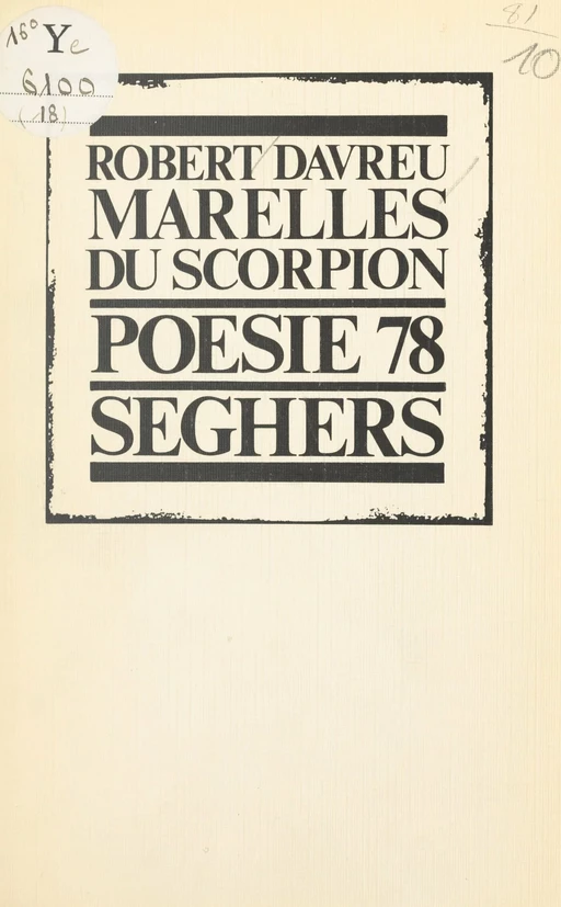 Marelles du scorpion - Robert Davreu - (Seghers) réédition numérique FeniXX