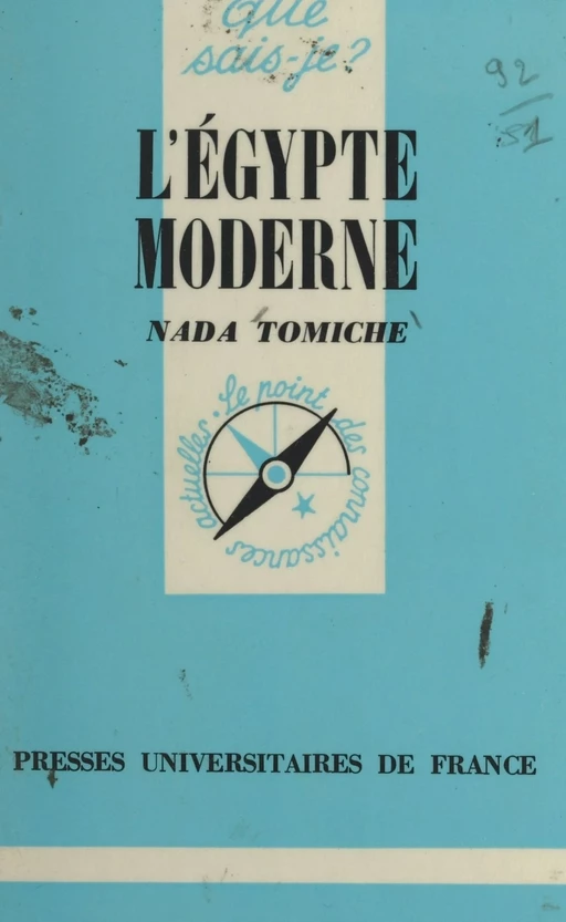 L'Égypte moderne - Nada Tomiche - (Presses universitaires de France) réédition numérique FeniXX