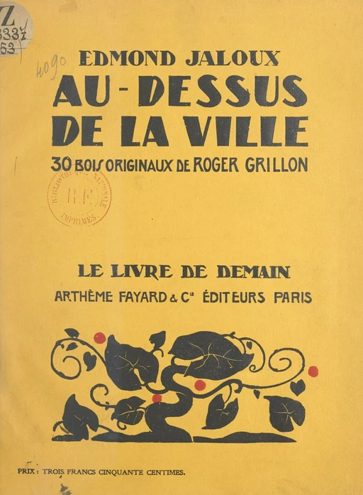 Au-dessus de la ville - Edmond Jaloux - (Fayard) réédition numérique FeniXX