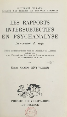 Les rapports intersubjectifs en psychanalyse