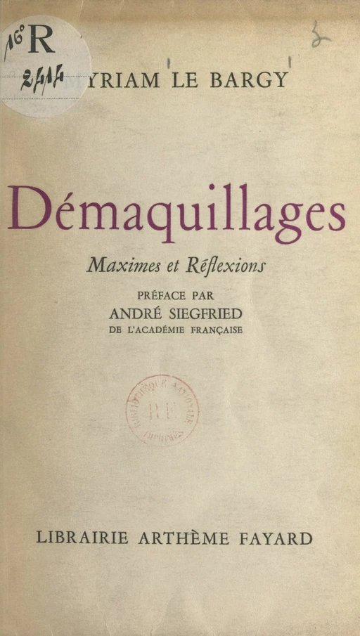 Démaquillages - Myriam Le Bargy - (Fayard) réédition numérique FeniXX