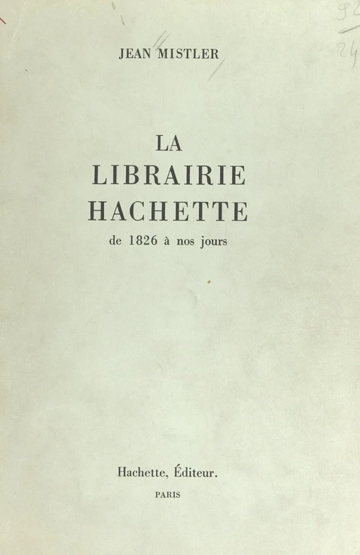 La librairie Hachette - Jean Mistler - (Hachette) réédition numérique FeniXX