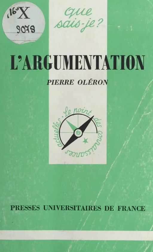 L'argumentation - Pierre Oléron - (Presses universitaires de France) réédition numérique FeniXX