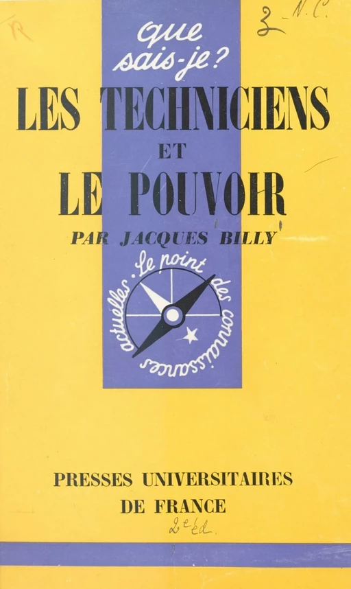 Les techniciens et le pouvoir - Jacques Billy - (Presses universitaires de France) réédition numérique FeniXX