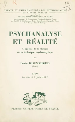 Psychanalyse et réalité : à propos de la théorie de la technique psychanalytique