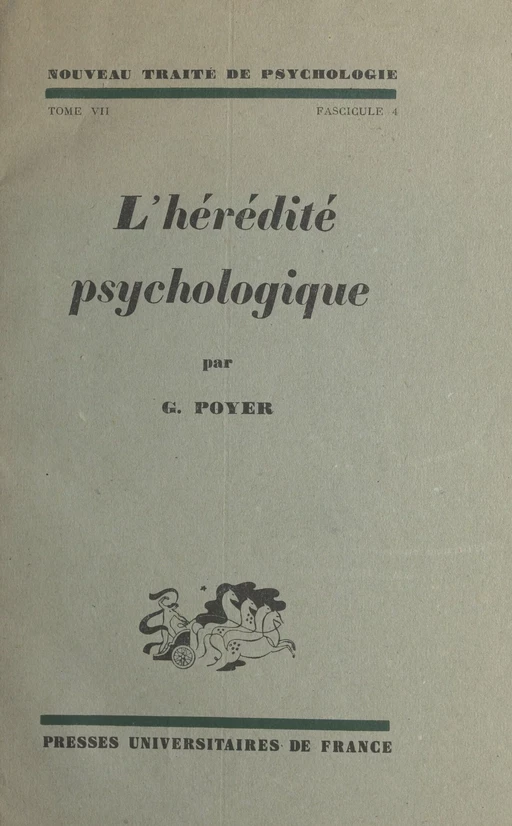 Nouveau traité de psychologie (7) - Georges Dumas, Georges Poyer - (Presses universitaires de France) réédition numérique FeniXX