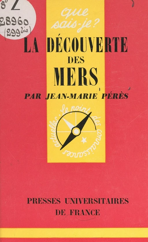 La découverte des mers - Jean-Marie Pérès - (Presses universitaires de France) réédition numérique FeniXX