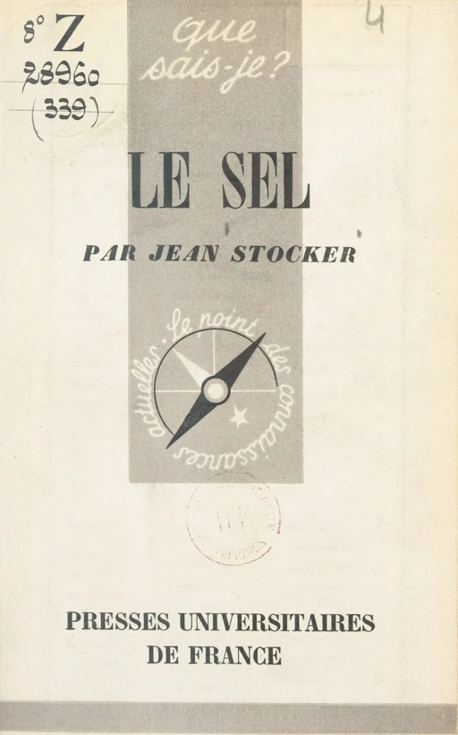 Le sel - Jean Stocker - (Presses universitaires de France) réédition numérique FeniXX