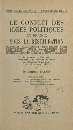 Le conflit des idées politiques en France sous la Restauration