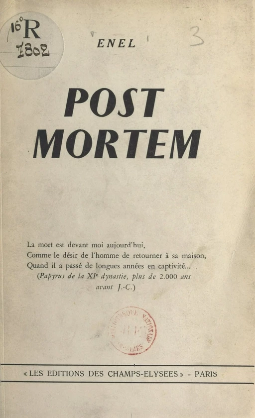 Post mortem -  Enel - (Éditions Du Masque) réédition numérique FeniXX