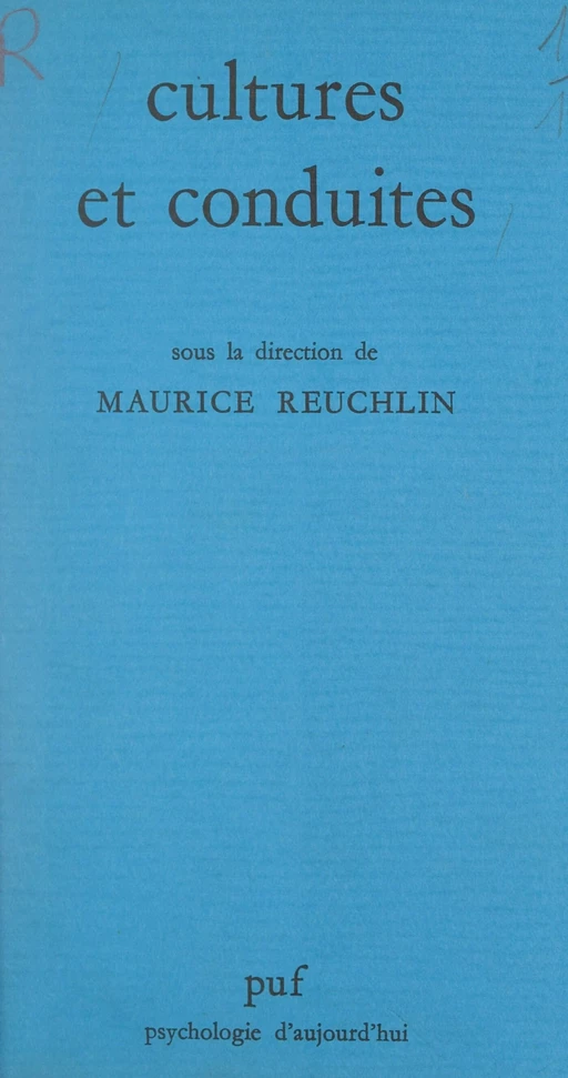 Cultures et conduites -  Collectif,  Laboratoire de psychologie différentielle - (Presses universitaires de France) réédition numérique FeniXX